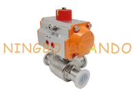 T Pattern Flanged 3 Way Pneumatic Actuated Ball Valve Stainless Steel