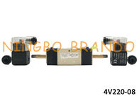 5 Way 2 Position 1/4&quot; NPT Internally Pilot Solenoid Valve 4V220-08 With Double Coil Aluminum Body