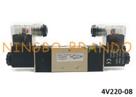 5 Way 2 Position 1/4&quot; NPT Internally Pilot Solenoid Valve 4V220-08 With Double Coil Aluminum Body