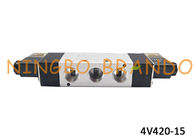 5/2 Way 4V420-15 1/2&quot; NPT Double Coil Electrical Air Directional Valve Aluminum Body Automation Component