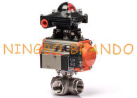 1'' DN25 3 Way Pneumatic Actuator Ball Valve With Limit Switch Box
