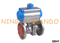 DN25 1'' Flanged Type Pneumatic SS Ball Valve With Actuated