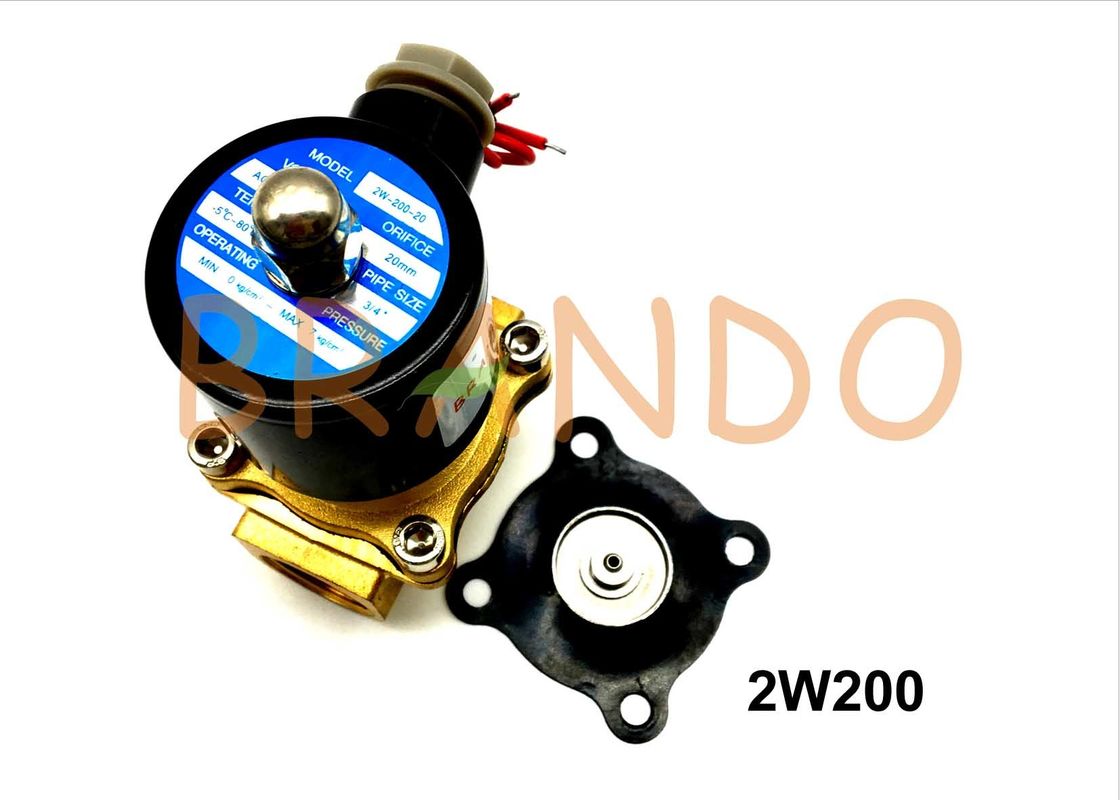 2W200 Series Solenoid Valve Diaphragm Custom Black NBR Working Medium With Water / Oil