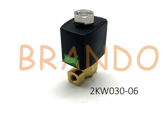 DC24V 2 / 2 Way Direct Acting Normally Opened Fluid Control Valve 2KW030 - 06 With Port Size 1 / 8 &quot; For Steam Oil Water