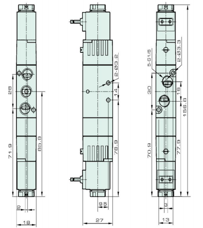 Black Electromagnetic Pneumatic Cylinder Valve 1/8'' Pipe Five Position Two Way