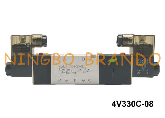 1/4" NPT 4V330C-08 AirTAC Type Pneumatic Solenoid Valve 5/3 Way Close Center AC220V DC24V