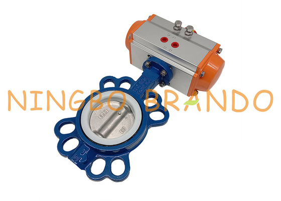 AT075D Pneumatic Actuated Wafer Butterfly Valve DN80 Cast Iron