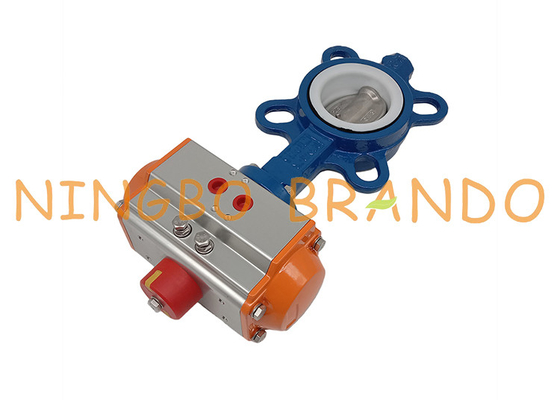 DN65 Pneumatic Butterfly Valve With AT063D Actuated Cast Iron Boby