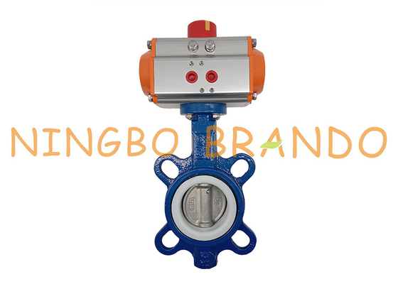 DN65 Pneumatic Butterfly Valve With AT063D Actuated Cast Iron Boby