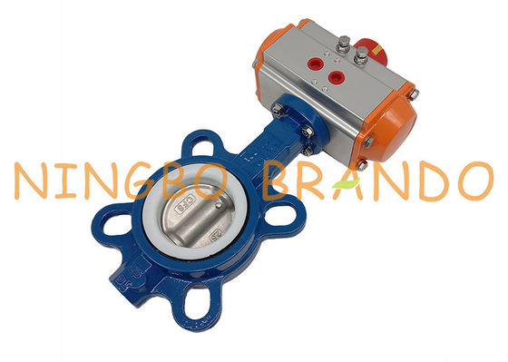 DN65 Pneumatic Butterfly Valve With AT063D Actuated Cast Iron Boby