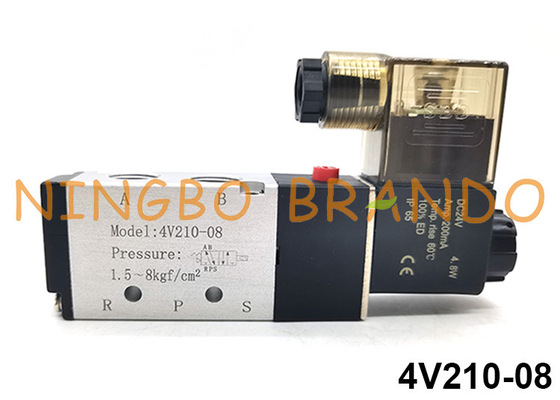 4V210-08 Single Coil Airtac Type Pneumatic Solenoid Valve 5/2 Way DC24V AC220V