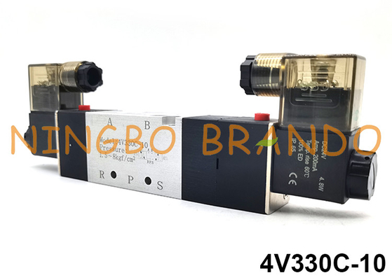 4V330C-10 Airtac Type Double Pneumatic Solenoid Valve 5 Way 3 Position 24V 220V