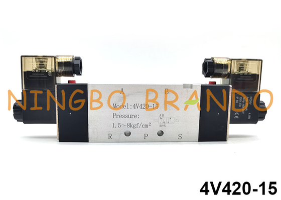 4V420-15 Airtac Type 5/2 Way Double Coil Pneumatic Solenoid Valve 24V 220V