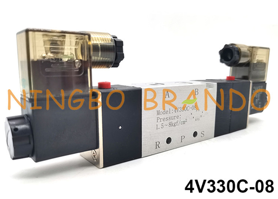 4V330C-08 Airtac Type Air Control Pneumatic Solenoid Valve 5/3 Way 24VDC 220VAC