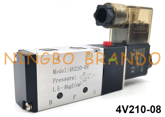 4V210-08 Single Coil Airtac Type Pneumatic Solenoid Valve 5/2 Way DC24V AC220V