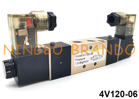 4V120-06 Airtac Type Double Coil Pneumatic Solenoid Valve 5/2 Way 24VDC 220VAC