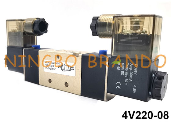 4V220-08 5/2 Way Airtac Type Pneumatic Double Solenoid Valve 24V 110V 220V