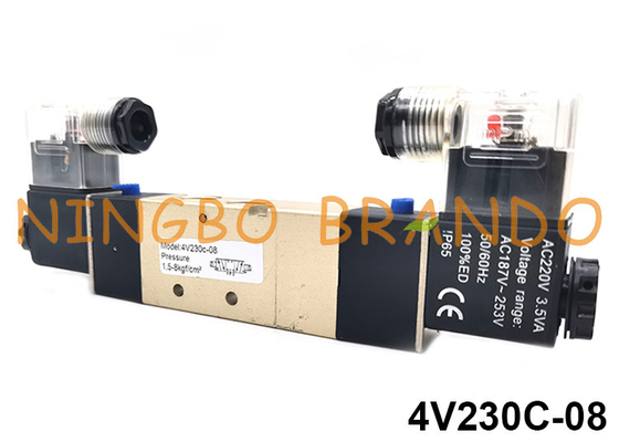 4V230C-08 Airtac Type 5/3 Way Pneumatic Solenoid Valve 12V 24V 110V 220V