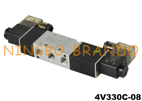 4V330C-08 Close Center Pneumatic Solenoid Valve 5 Way 2 Position 1/4''