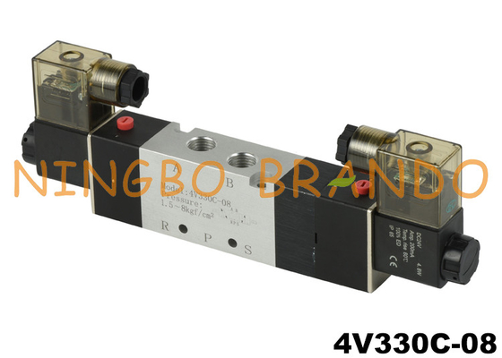 4V330C-08 Close Center Pneumatic Solenoid Valve 5 Way 2 Position 1/4''