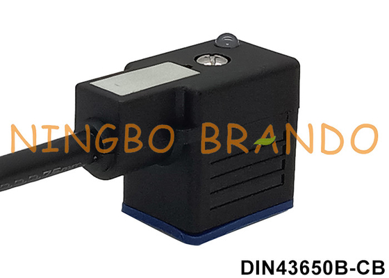 DIN43650 Form B IP67 Molded Cable Solenoid Coil Connector With LED