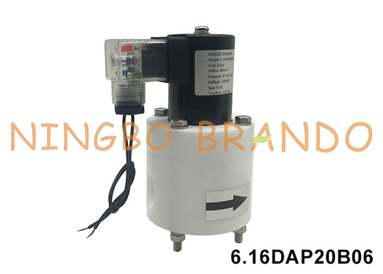 3/4'' PTFE Anti Corrosion Solenoid Valve Acid Alkali Chemical Resistant 24V 110V 220V