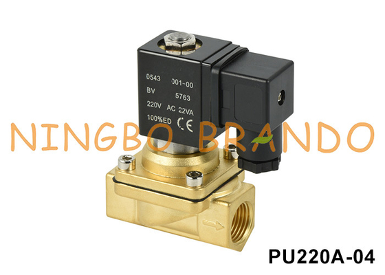 PU220A-04 SHAKO Type Water Air Brass Solenoid Valve 1/2'' 220V 110V 24V 12V