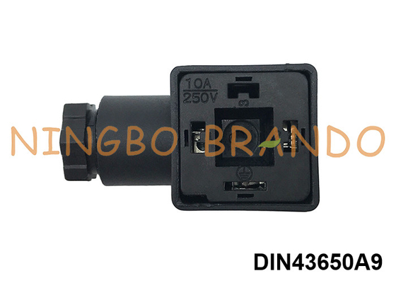 DIN43650A PG9 2P+E Solenoid Valve Coil Connector IP65 AC DC Black