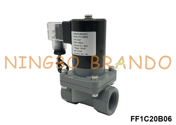 3/4'' CPVC Anti Corrosive Solenoid Valve For Chemical Acid Alkali 24VDC 110VAC 220VAC