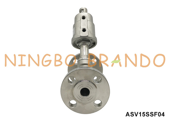 DN15 PN16 Flanged Port Pneumatic Angle Seat Valve Double Acting Normally Closed