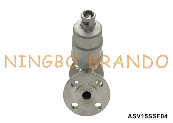 DN15 PN16 Flanged Port Pneumatic Angle Seat Valve Double Acting Normally Closed