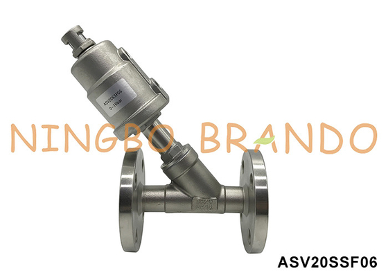 DN20 PN16 Pneumatic Flanged Angle Seat Piston Valve Double Acting Normally Closed