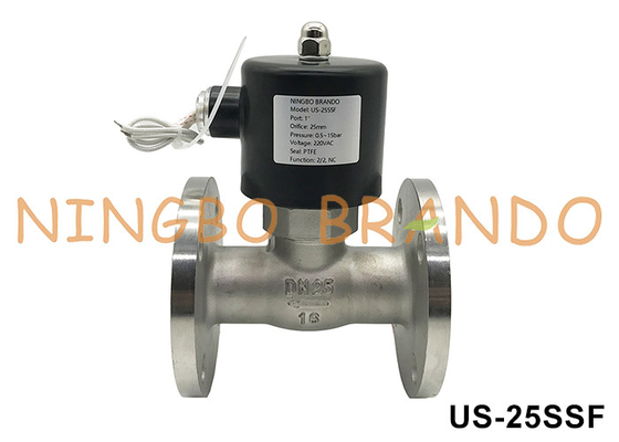 DN25 Flange Hot Water Steam Stainless Steel Solenoid Valve 1'' 220VAC 24VDC