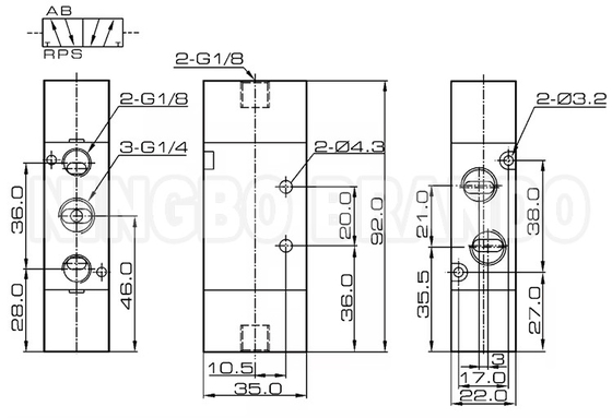 Two-Position Five-Way 1/4'' Pneumatic Air Control Valve 4A220-08