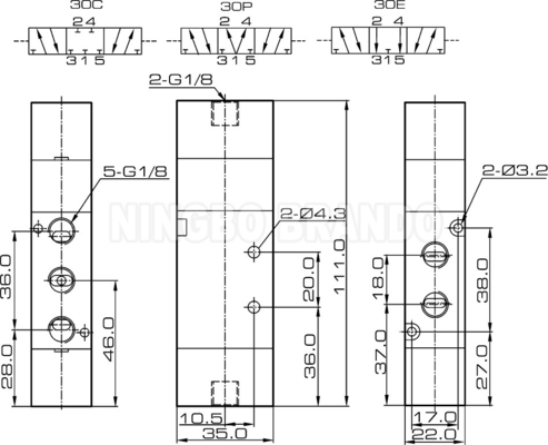 4A230C-06 4A230E-06 4A230P-06 Pneumatic Air Pilot Valve 1/8''