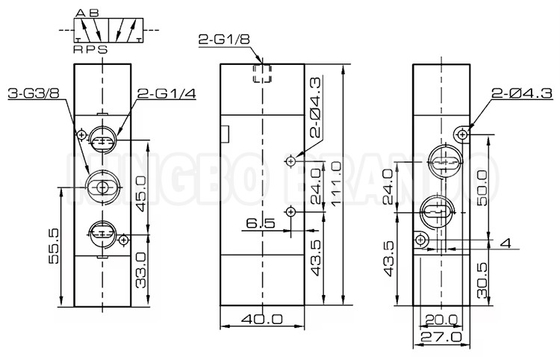 4A320-10 3/8'' Pneumatic Double Air Pilot Valve 5/2 Way