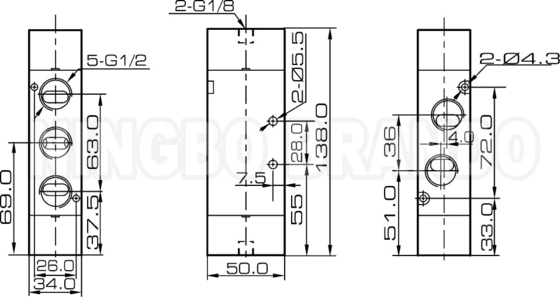4A420-15 1/2'' Double Air Pilot Valve 5/2 Way Pneumatic Control