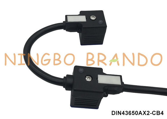 Dual Head DIN43650A Double Solenoid Valve Coil Connector With Molded Cable