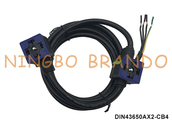 Dual Head DIN43650A Double Solenoid Valve Coil Connector With Molded Cable