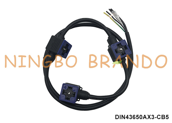 DIN43650A Molded Cable Triple Solenoid Valve Coil Connector With Three Head