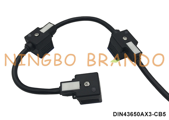 DIN43650A Molded Cable Triple Solenoid Valve Coil Connector With Three Head