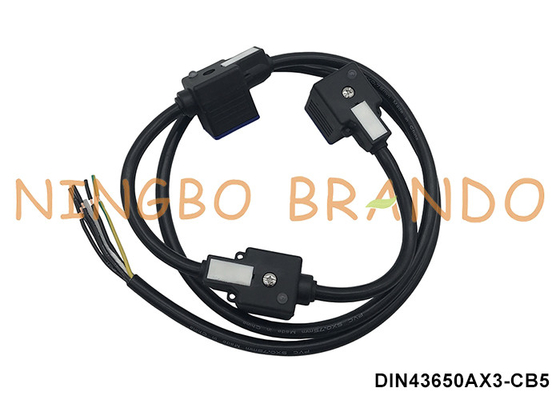 DIN43650A Molded Cable Triple Solenoid Valve Coil Connector With Three Head
