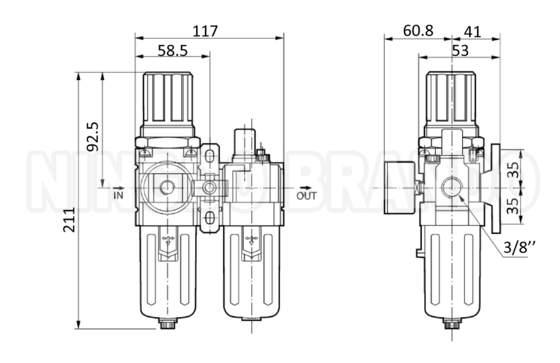 AC3010 1/4'' 3/8'' Air Filter Regulator Lubricator FR.L Combination