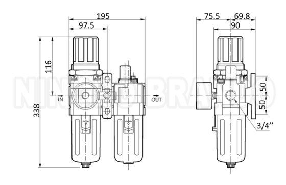 AC5010-06 AC5010-10 SMC Type Pneumatic Air Filter Combination F.R.L unit