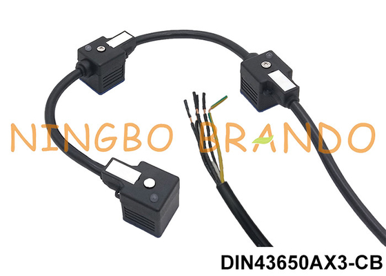 Triple Head DIN43650A Solenoid Valve Connector With Molded Cable