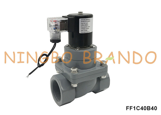 1-1/2'' DN40 Anti Corrosion CPVC Solenoid Valve For Chemical Acid 220V 24V