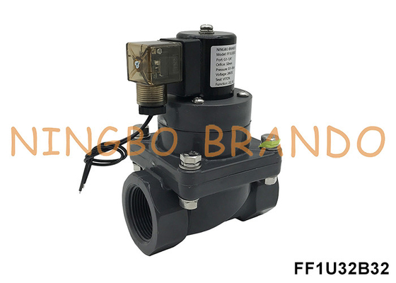 1-1/4'' DN32 Corrosion Resistant UPVC Solenoid Valve For Chemical Acid 24V 220V