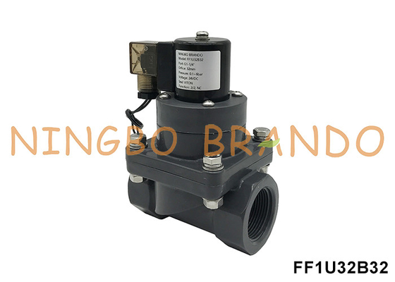 1-1/4'' DN32 Corrosion Resistant UPVC Solenoid Valve For Chemical Acid 24V 220V