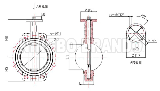 DN25 to DN1200 Headless Wafer Type Butterfly Valve Carbon Steel