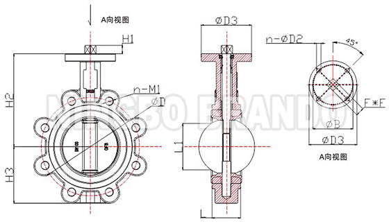 DN40 to DN800 Headless Lug Type Butterfly Valve with Hard-Backed Seat